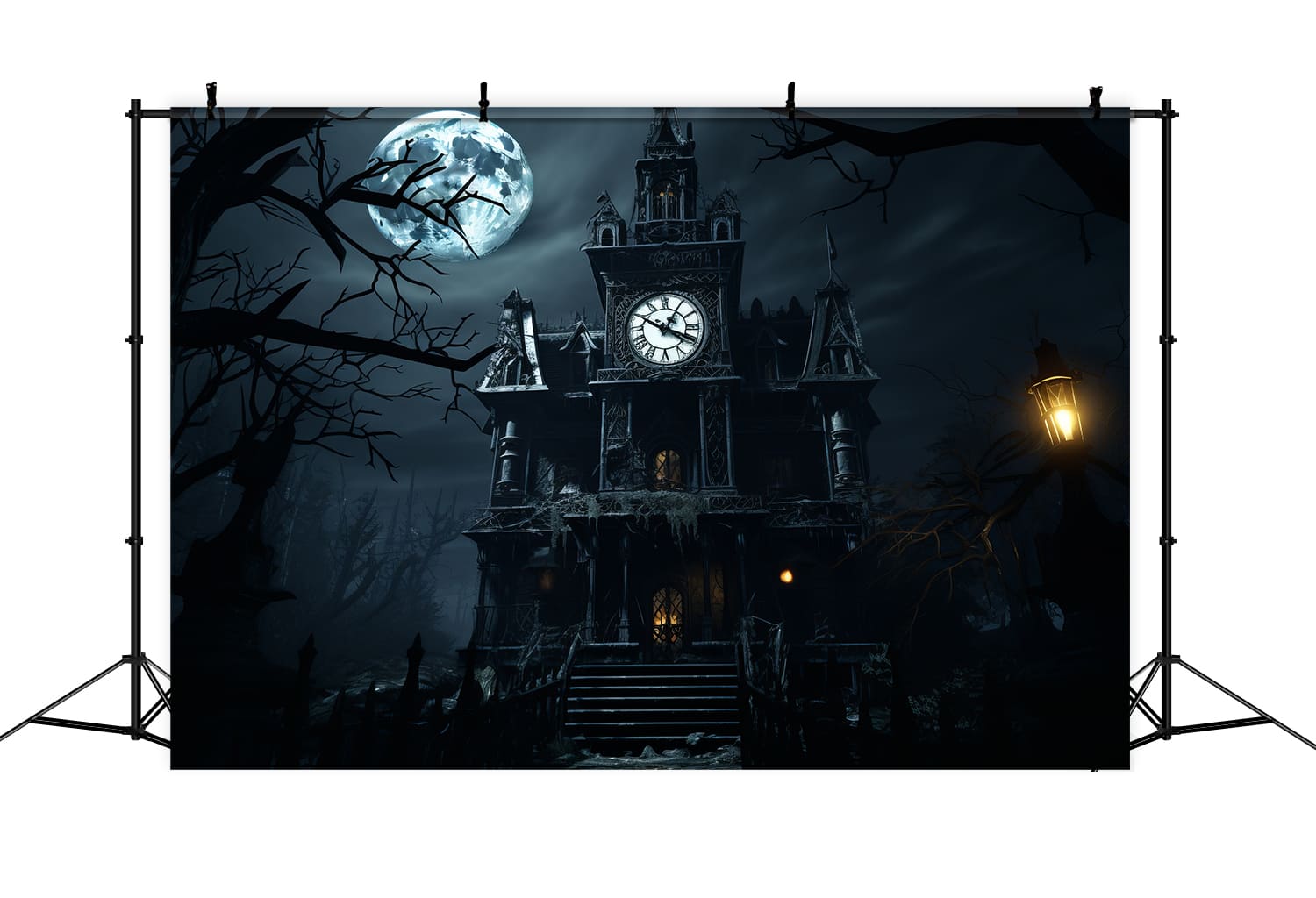 Halloween Midnight Moon Haunted Mansion Backdrop RR7-67