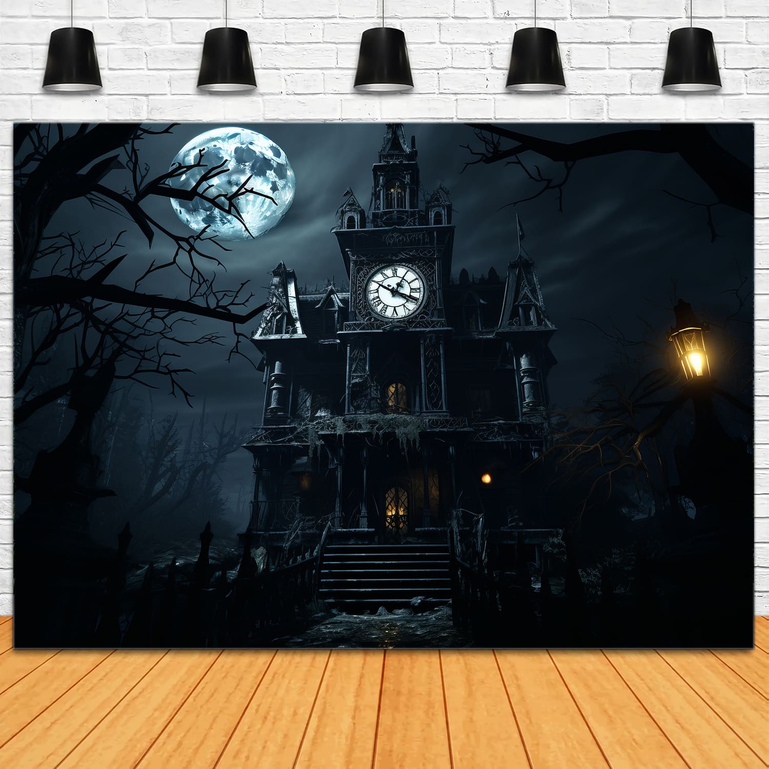 Halloween Midnight Moon Haunted Mansion Backdrop RR7-67