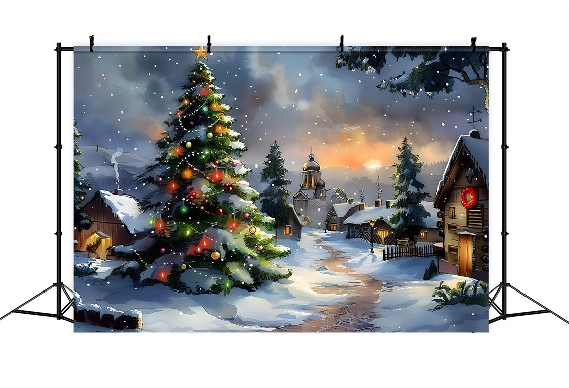 Christmas Village with Starry Tree Backdrop RR7-670