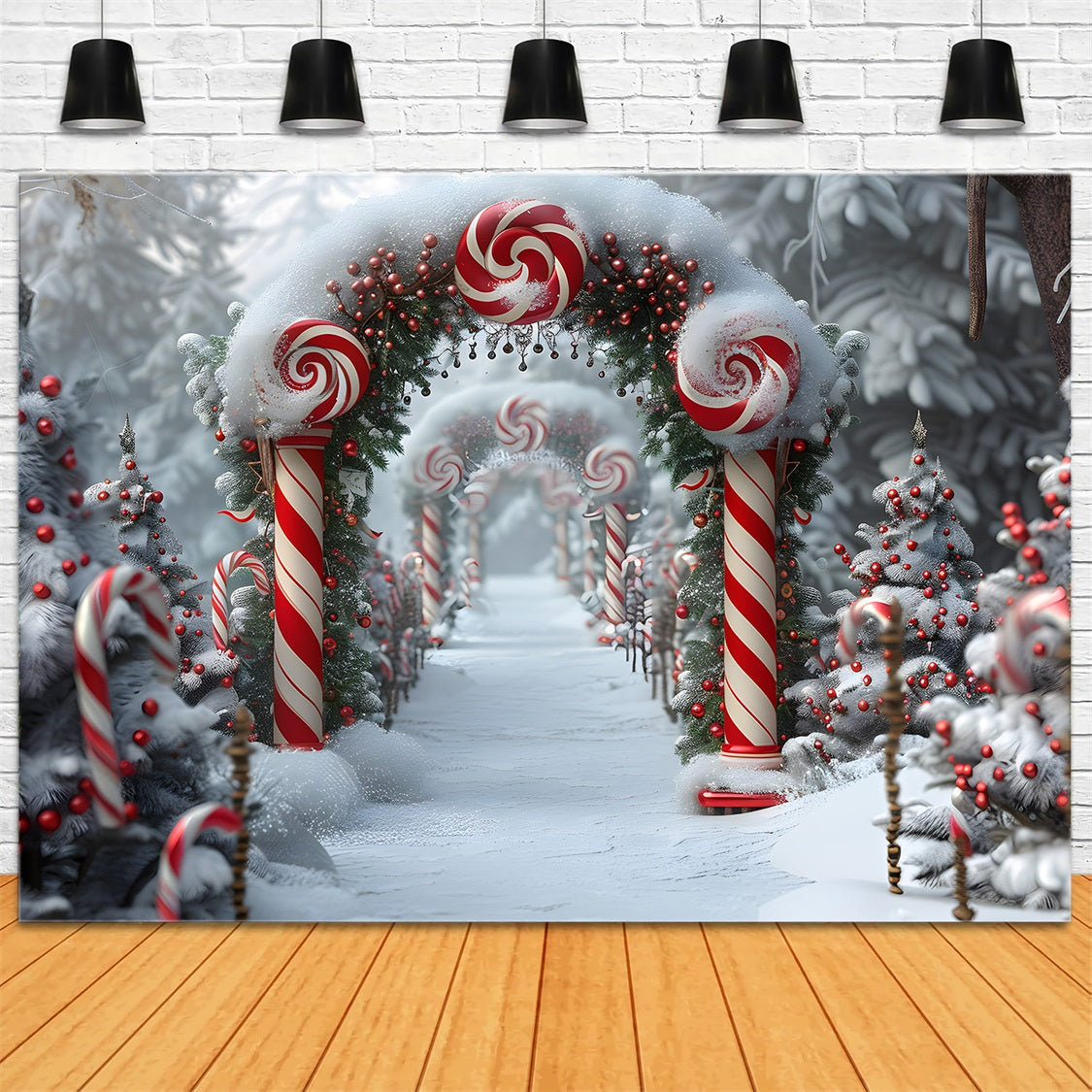 Christmas Candy Cane Wonderland Backdrop RR7-672