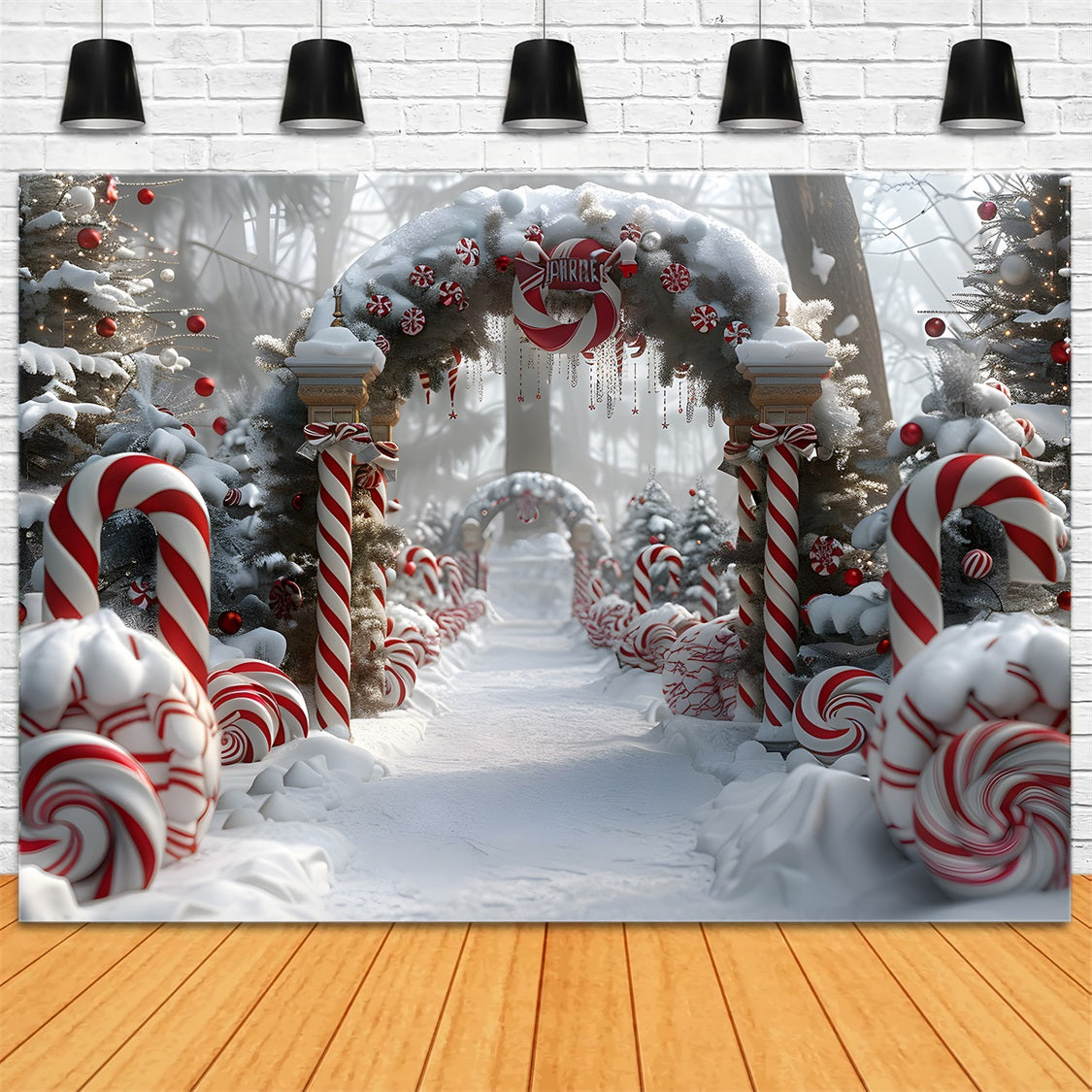 Christmas Peppermint Candy Archway Backdrop RR7-673