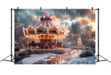 Christmas Carousel in Winter Wonderland Backdrop RR7-674