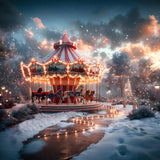 Christmas Carousel in Winter Wonderland Backdrop RR7-674