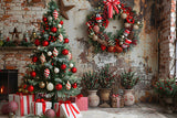 Christmas Cozy Brick Wall Ornaments Backdrop RR7-678