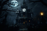 Halloween Midnight Moon Haunted Mansion Backdrop RR7-67