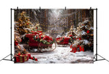 Christmas Sleighs Lights Snowy Forest Backdrop RR7-680