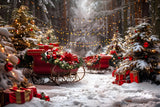 Christmas Sleighs Lights Snowy Forest Backdrop RR7-680