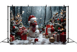 Christmas Snowman Gifts Trees Backdrop RR7-684