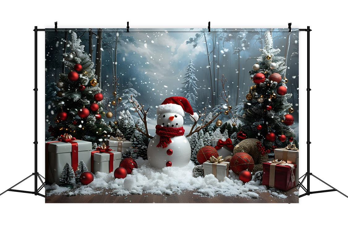 Christmas Snowman Forest Wonderland Backdrop RR7-685