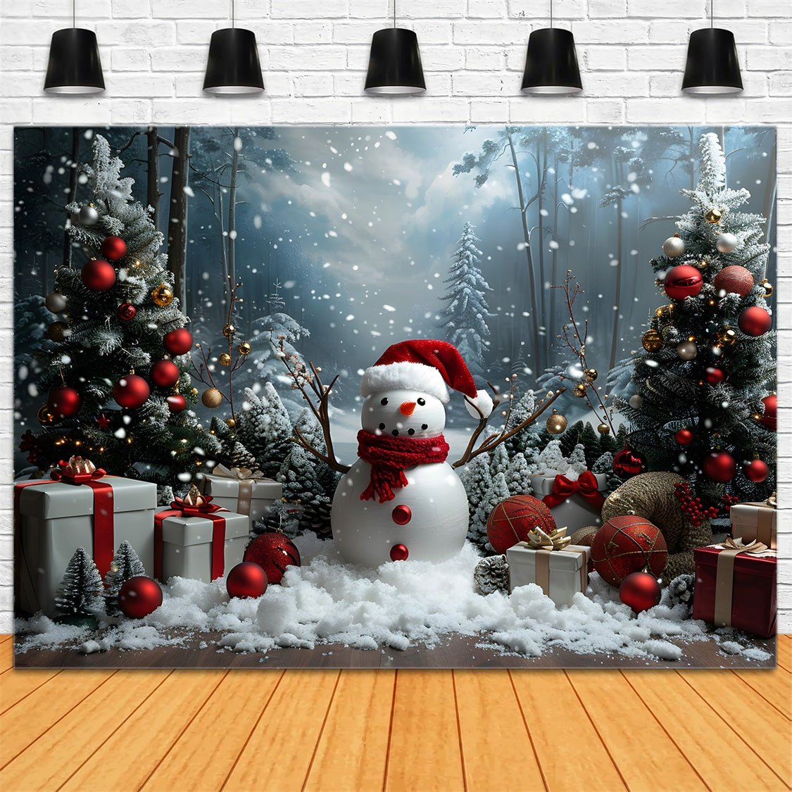 Christmas Snowman Forest Wonderland Backdrop RR7-685