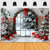 Christmas Cozy Window View Trees Backdrop RR7-686