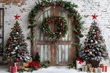 Christmas Trees Rustic Arched Door Backdrop RR7-688