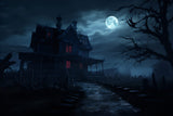 Halloween Night Scary House Photography Backdrop RR7-68