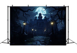 Halloween Spooky Mansion Full Moon Backdrop RR7-69