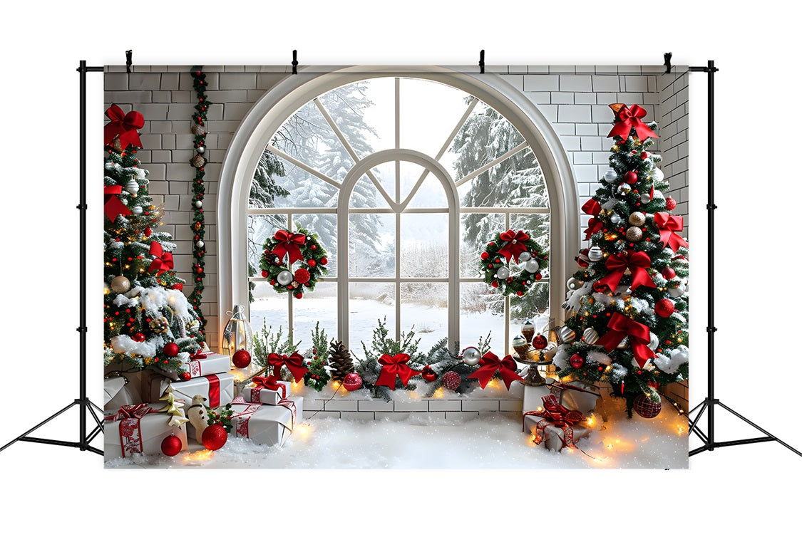 Christmas Arched Window Decorations Backdrop RR7-690