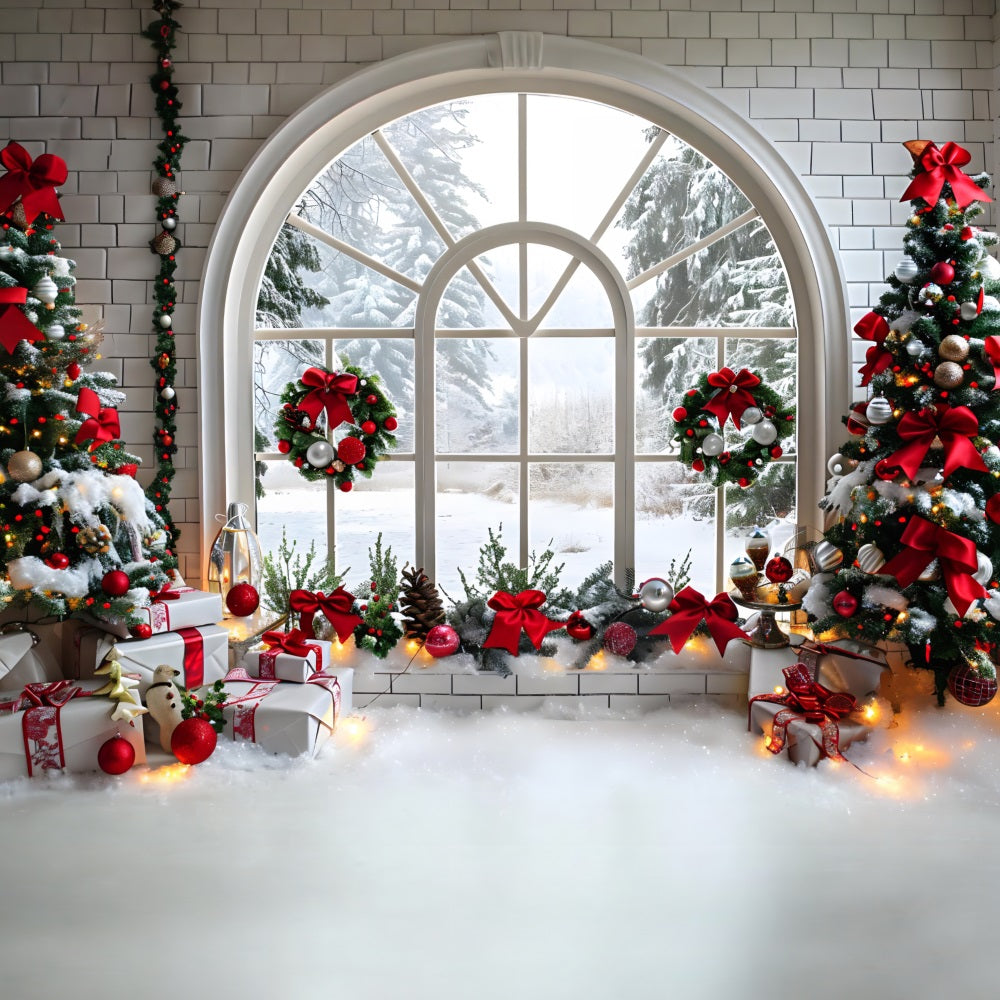 Christmas Arched Window Decorations Backdrop RR7-690