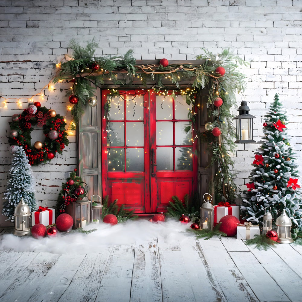 Christmas Rustic Red Door Backdrop RR7-691