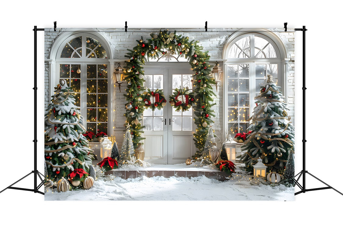 Christmas Elegant Arched Doorway Wreath Backdrop RR7-698