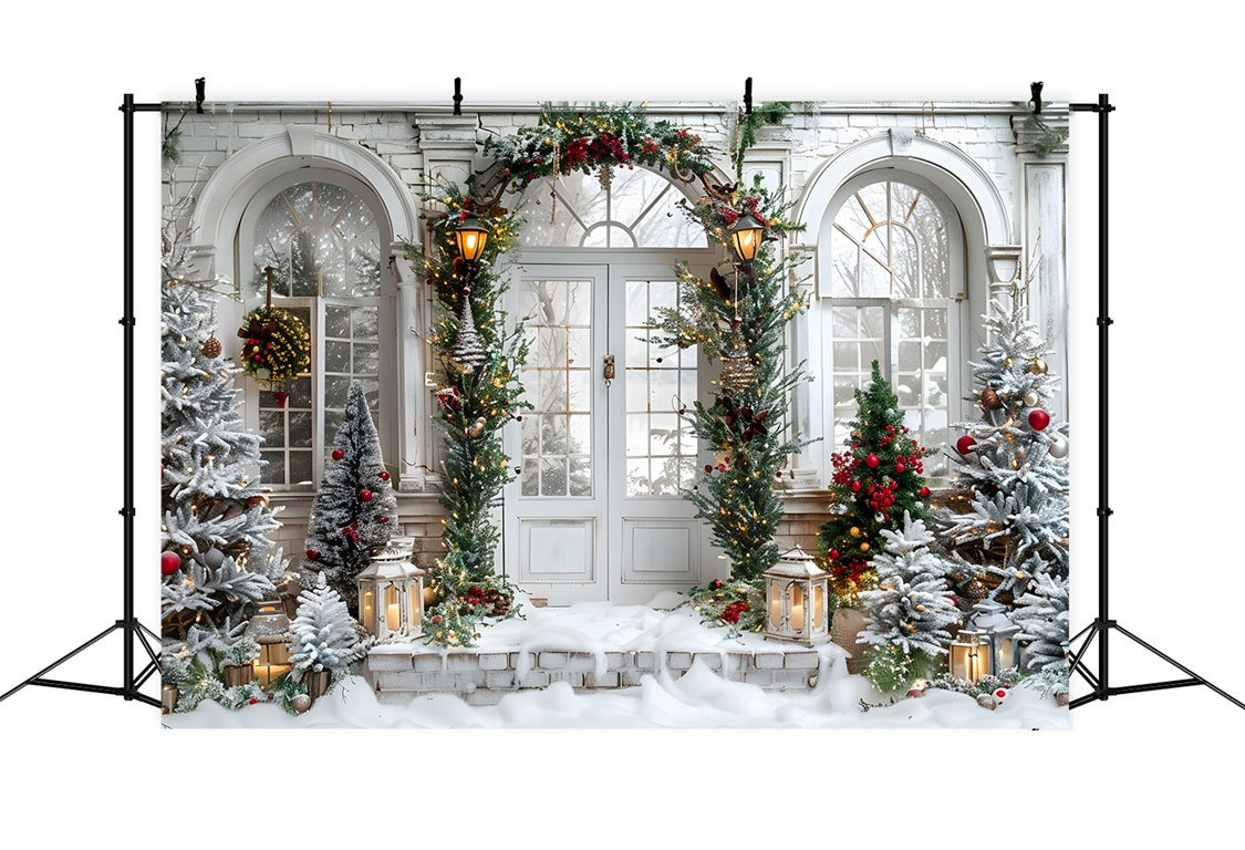 Christmas Grand Arched Entrance Wreath Backdrop RR7-699