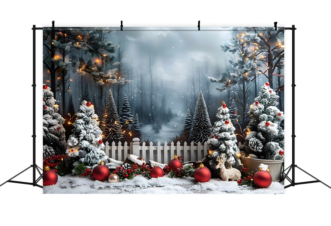 Christmas Enchanted Winter Forest Scene Backdrop RR7-704