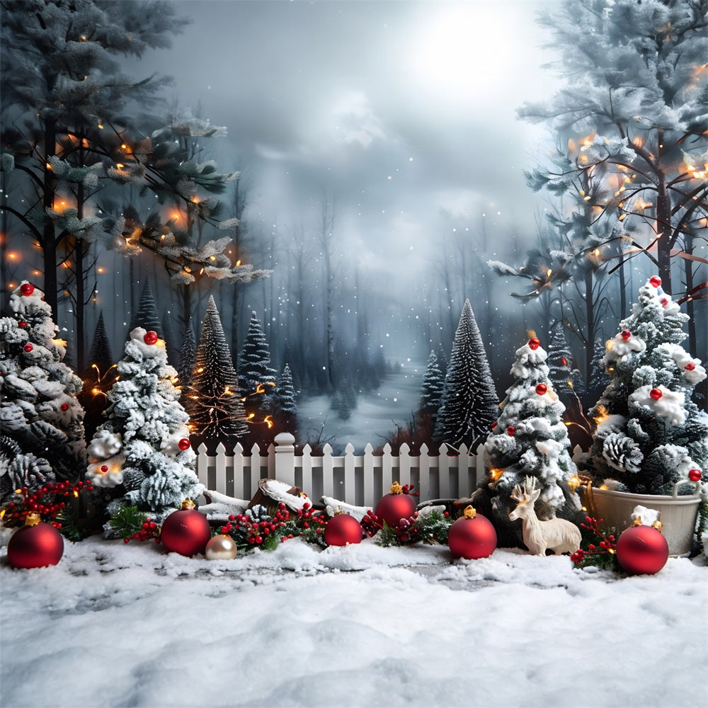 Christmas Enchanted Winter Forest Scene Backdrop RR7-704