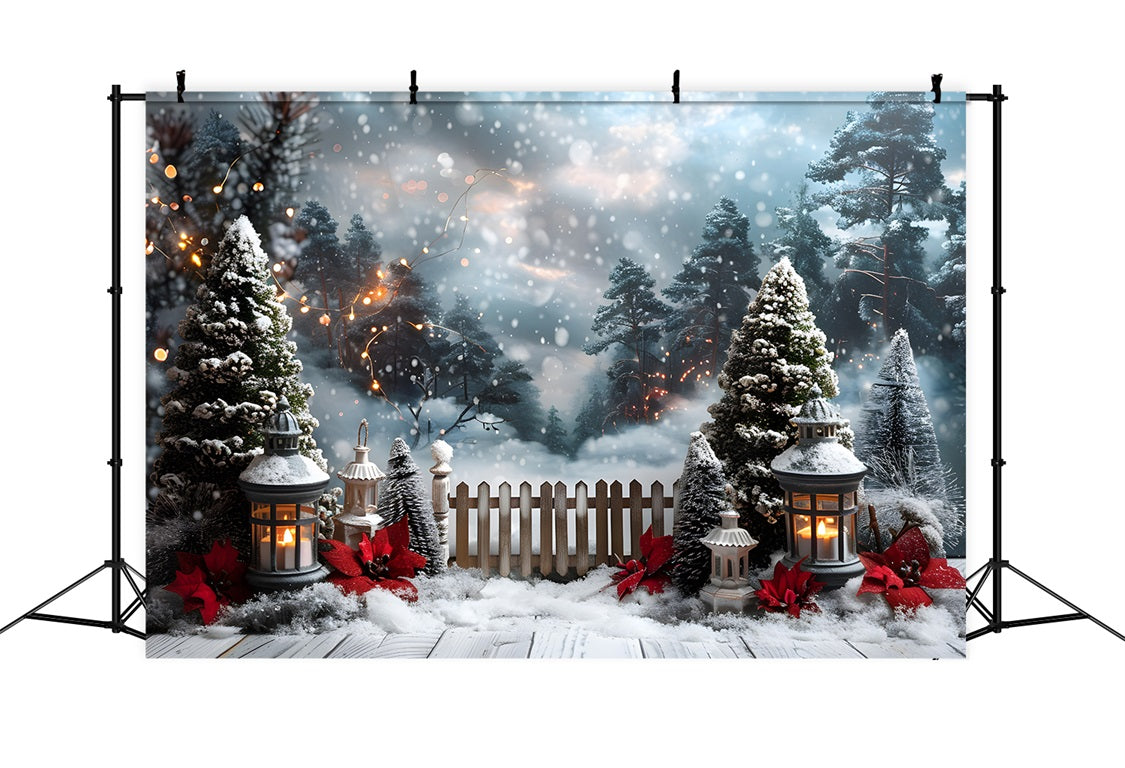 Christmas Lantern Lit Snowy Path Backdrop RR7-707