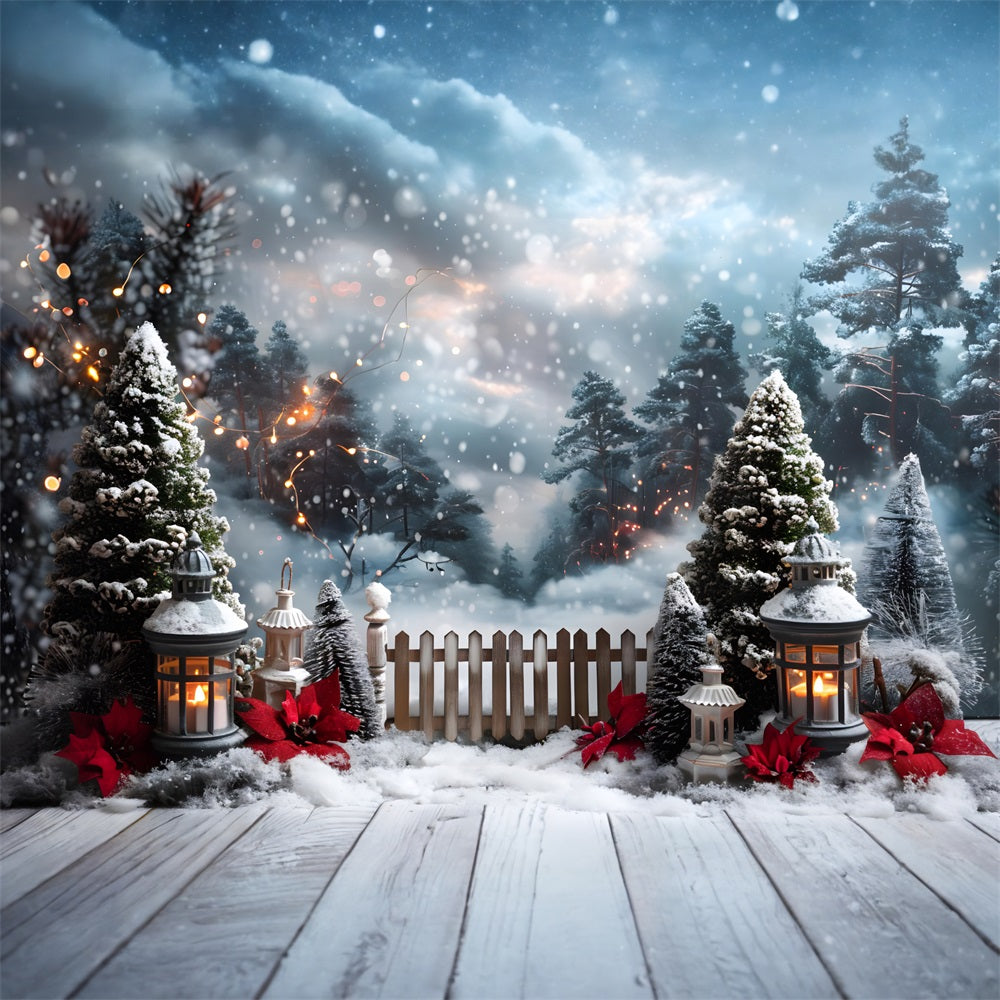 Christmas Lantern Lit Snowy Path Backdrop RR7-707