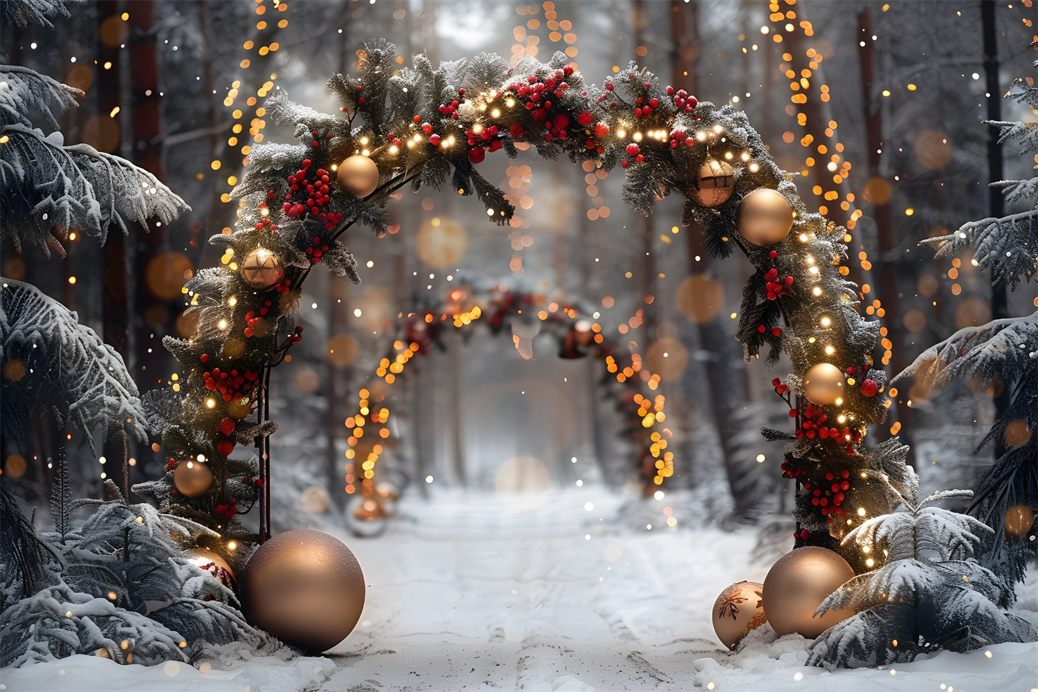 Christmas Enchanted Forest Archway Backdrop RR7-709