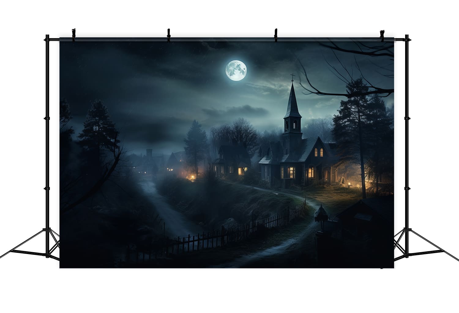 Spooky Forest Haunt House Halloween Backdrop RR7-71