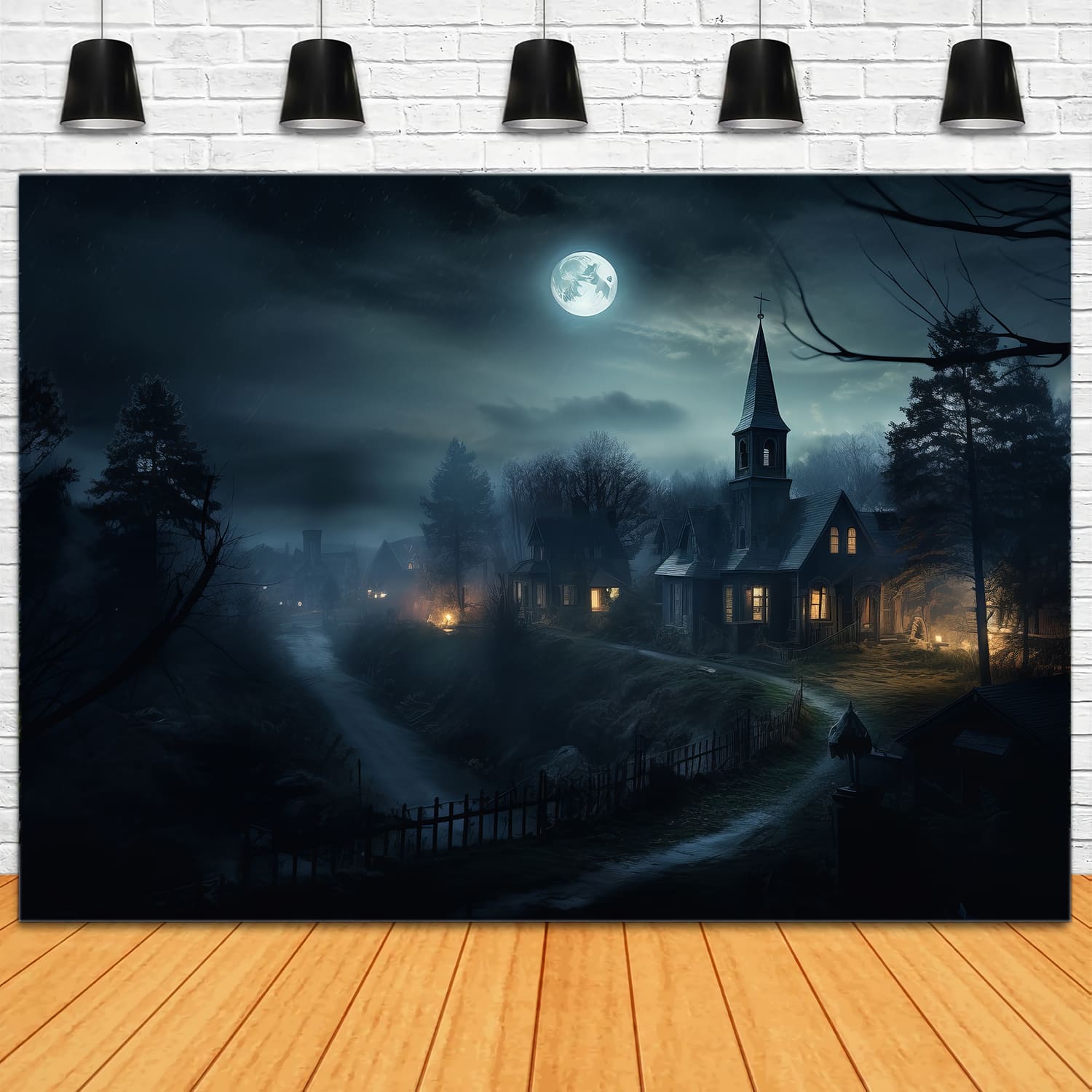 Spooky Forest Haunt House Halloween Backdrop RR7-71