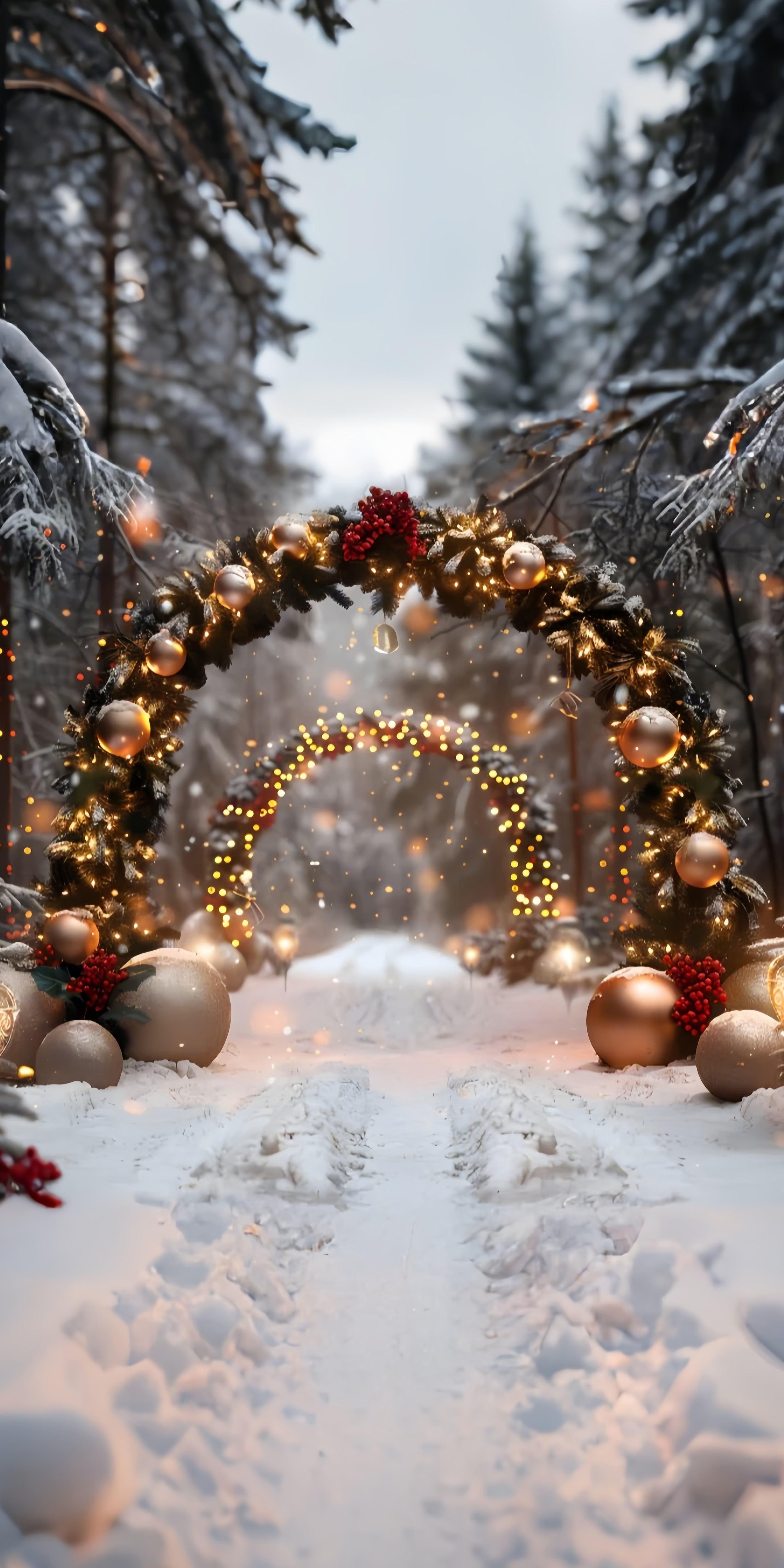 Christmas Sparkling Forest Archway Backdrop RR7-710