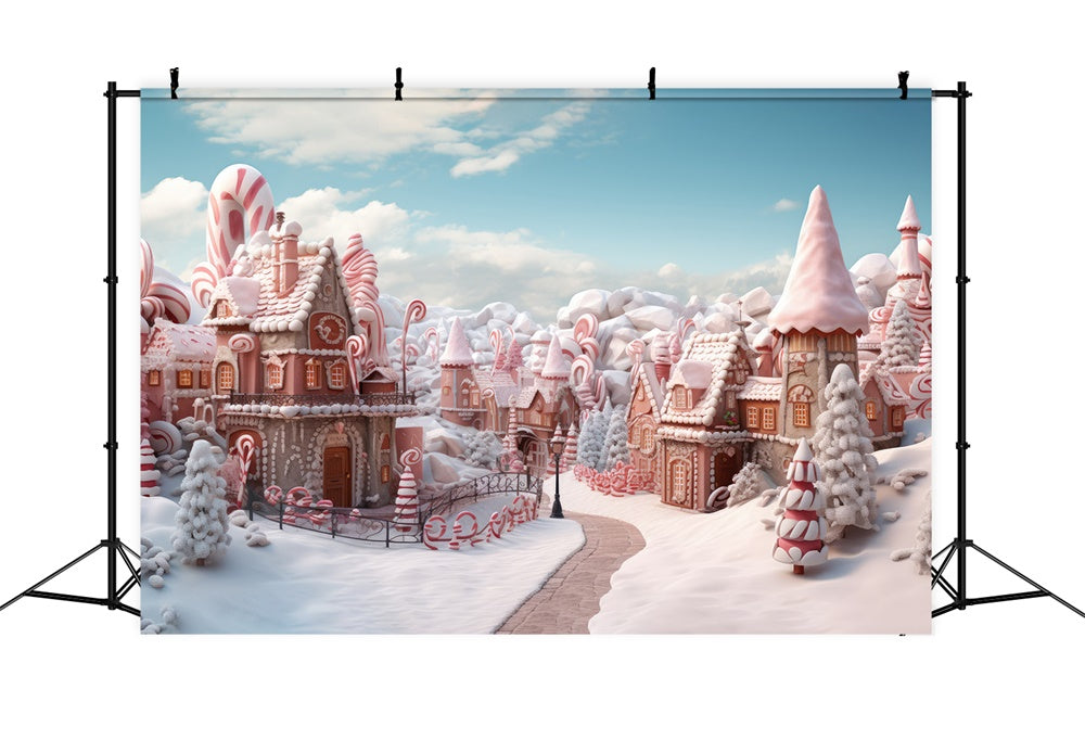 Christmas Snowy Gingerbread House Backdrop RR7-715