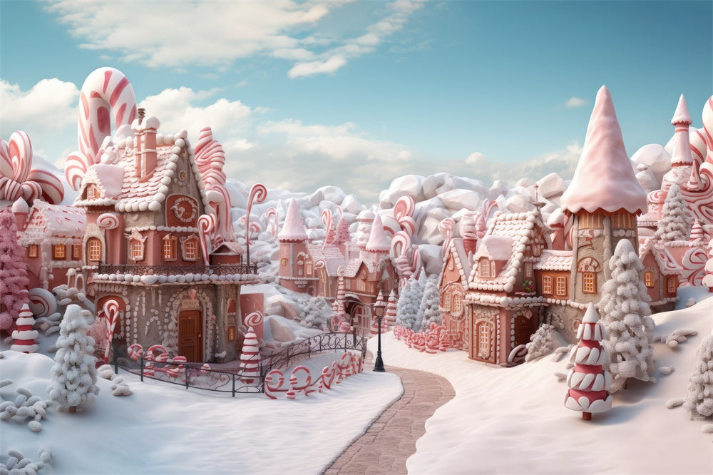 Christmas Snowy Gingerbread House Backdrop RR7-715