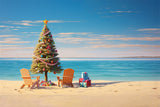 Christmas Tree Sea Beach Photography Backdrop RR7-716