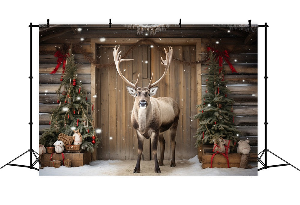 Snowflake Reindeer Christmas Tree Backdrop RR7-719