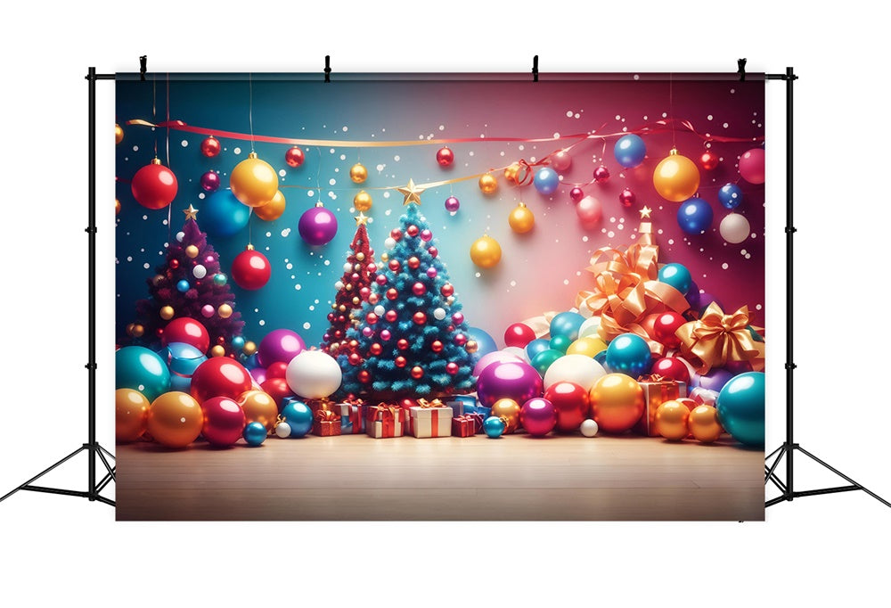 Colorful Christmas Tree Lights Balls Backdrop RR7-724