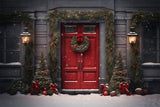 Christmas Red Door Wreath Snowflake Backdrop RR7-725