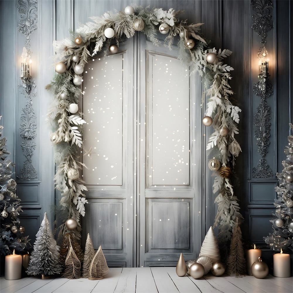 Christmas Wreath Decorated Door Backdrop RR7-727