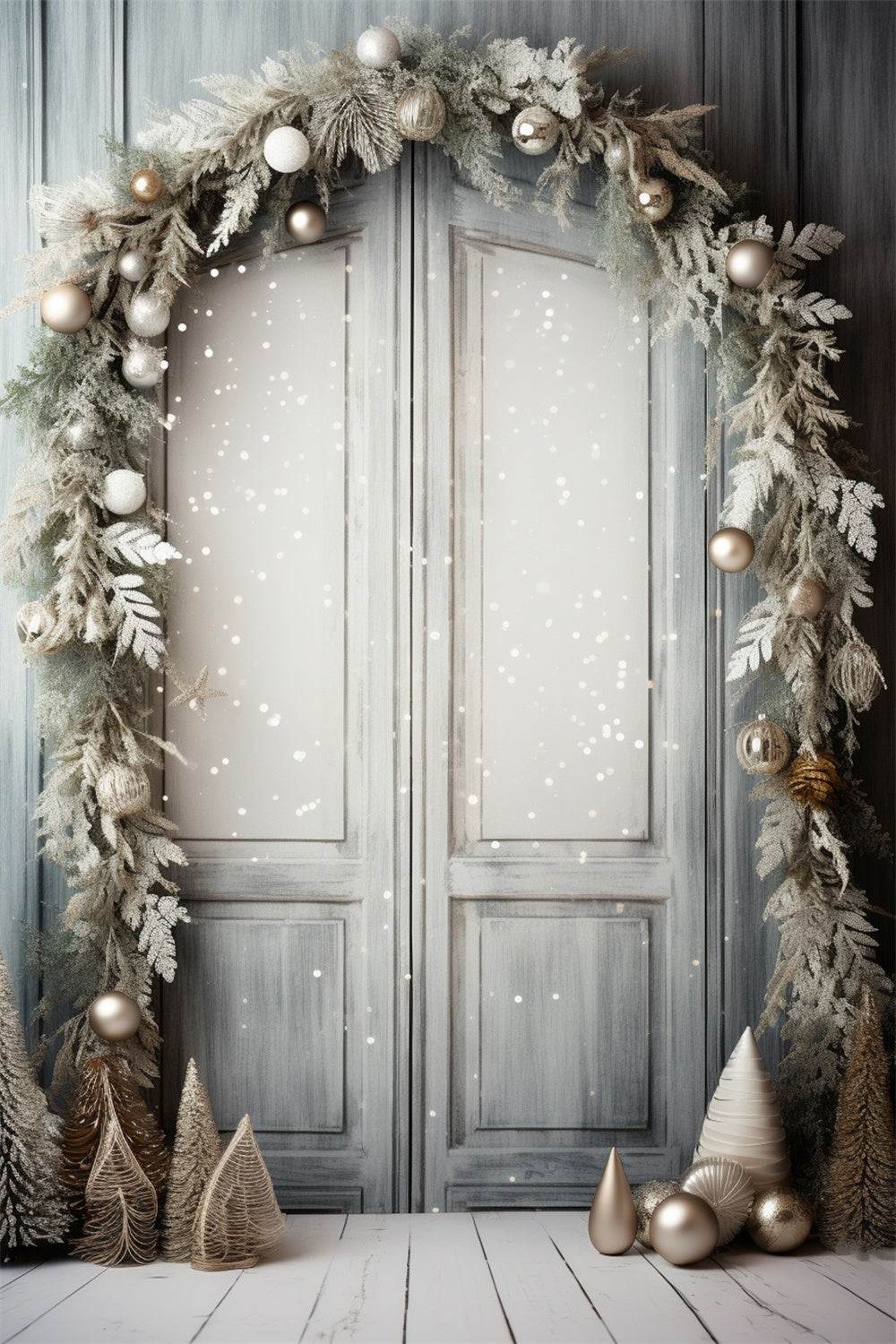 Christmas Wreath Decorated Door Backdrop RR7-727