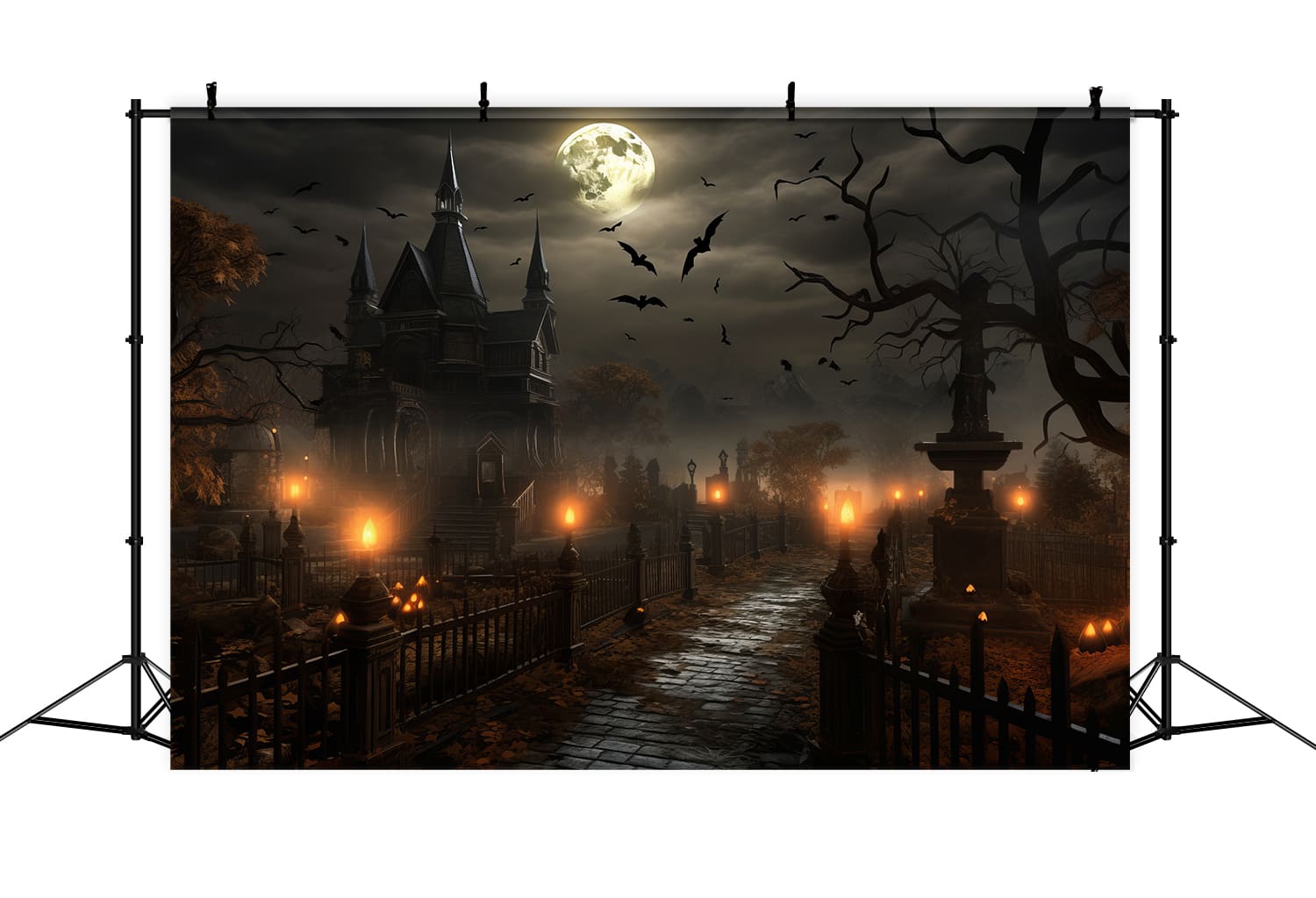 Halloween Spooky Night Evil Pumpkin Backdrop RR7-73