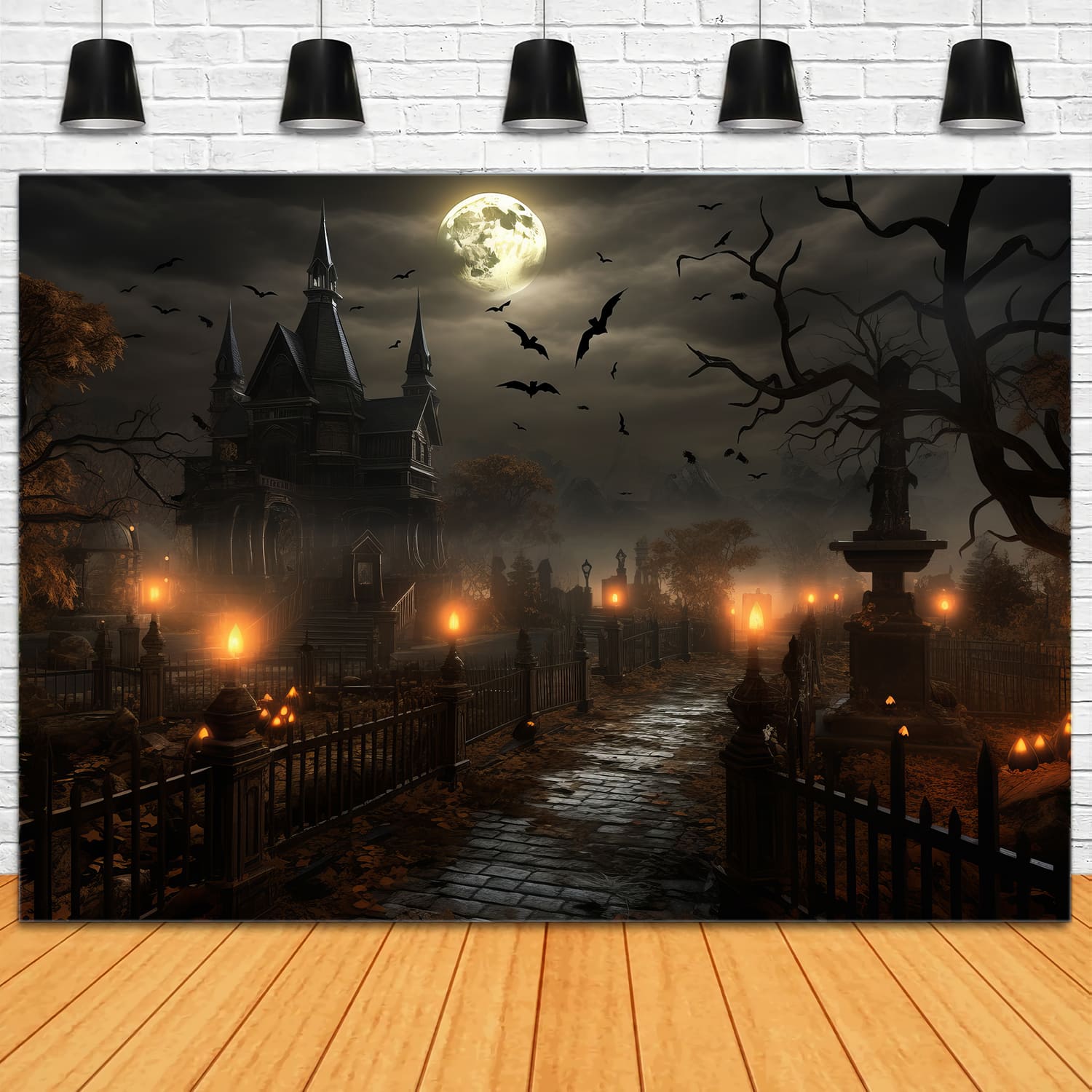 Halloween Spooky Night Evil Pumpkin Backdrop RR7-73