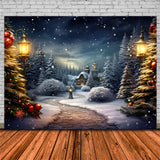 Christmas Tree Winter Showy Village Backdrop RR7-731