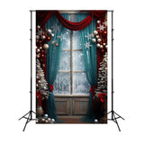 Christmas Snow Window Curtain Backdrop RR7-732