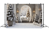 Christmas Tree Arch Door Snow Backdrop RR7-733