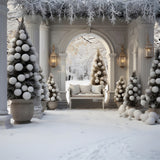 Christmas Tree Arch Door Snow Backdrop RR7-733