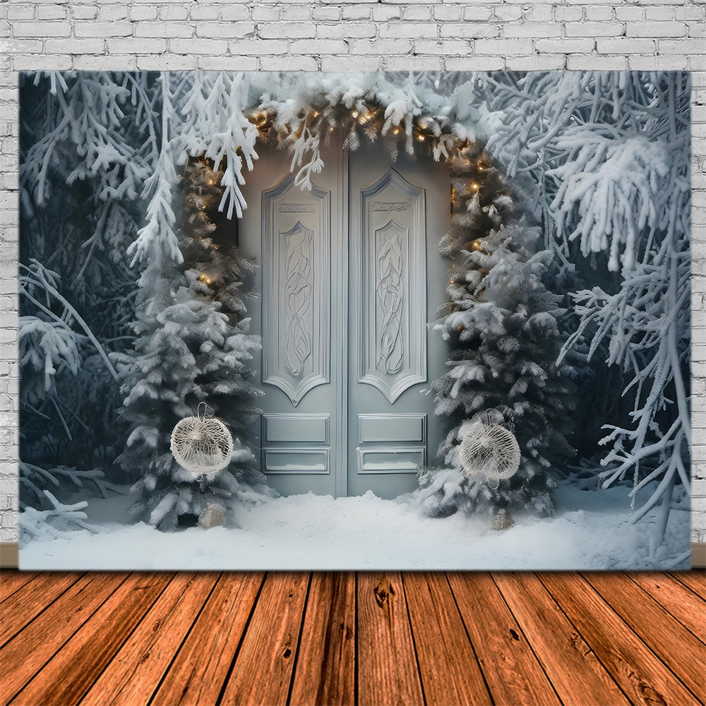 Frozen Fir Tree Christmas Wreath Door Backdrop RR7-736