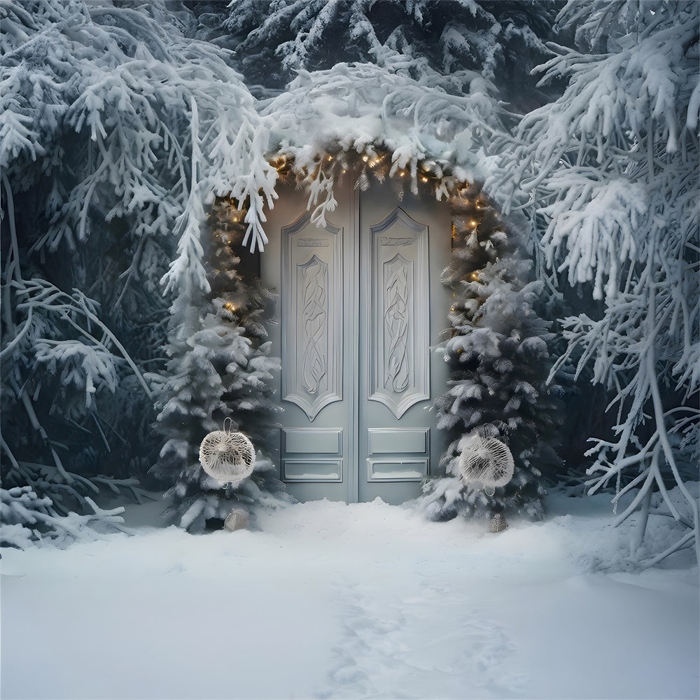 Frozen Fir Tree Christmas Wreath Door Backdrop RR7-736