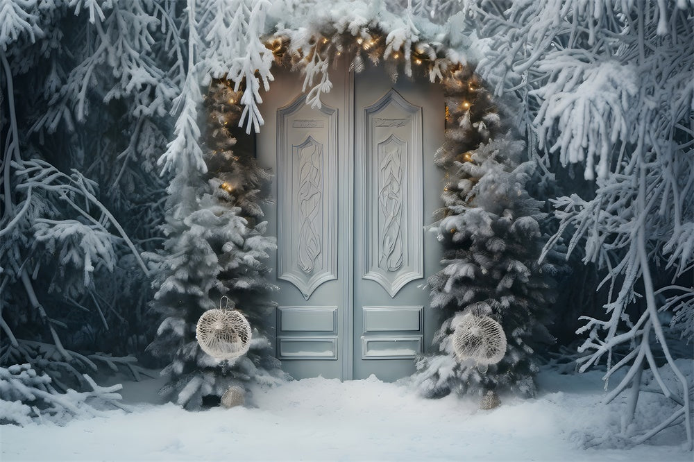 Frozen Fir Tree Christmas Wreath Door Backdrop RR7-736