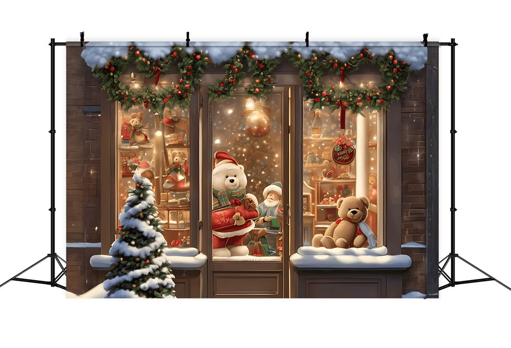 Snowy Christmas Toy Shop Photography Backdrop RR7-745