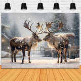 Christmas Reindeer Winter Snow Backdrop RR7-746